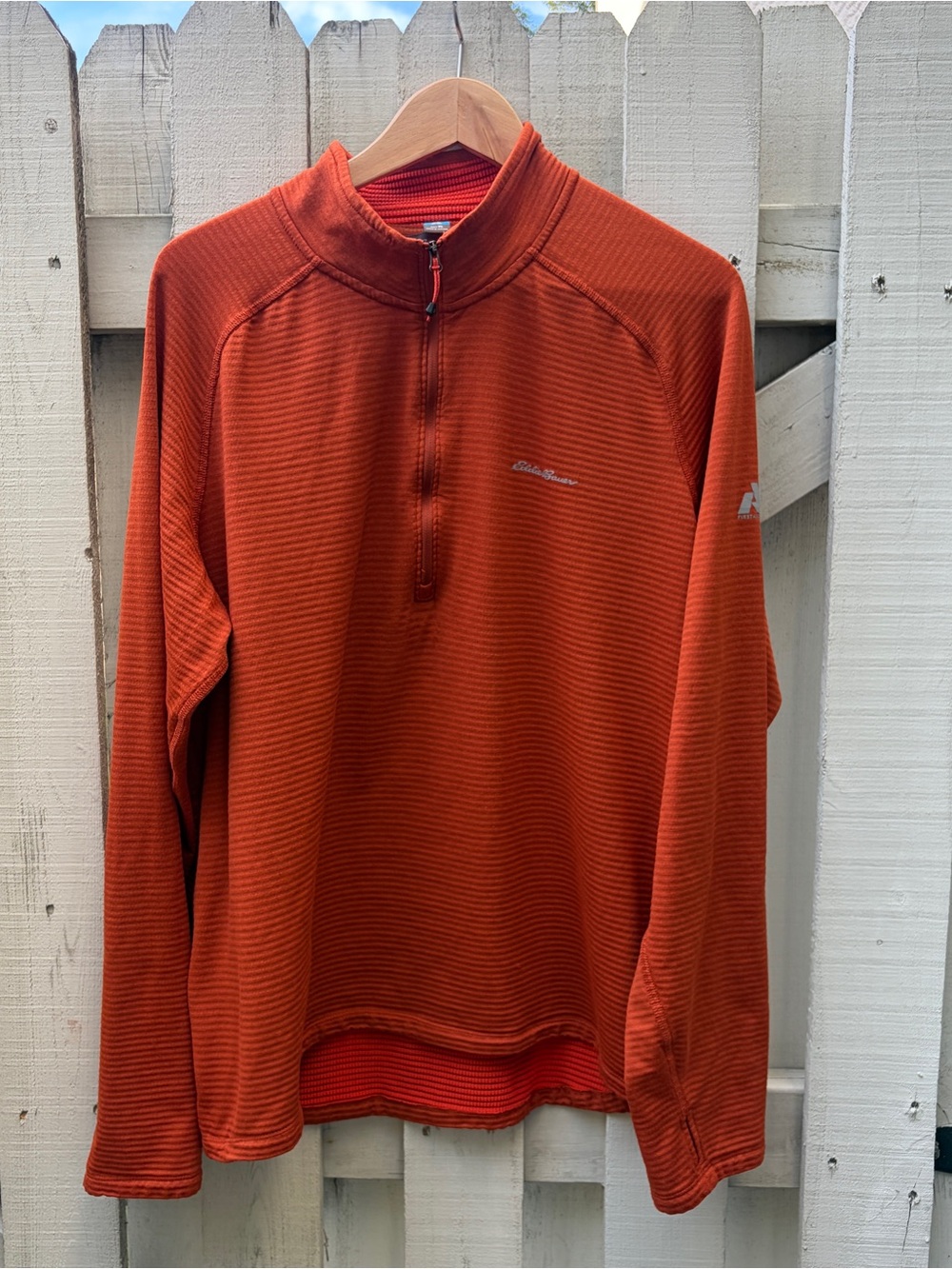 Eddie Bauer High Route Grid Air 1/4 Zip Fleece Pullover Orange Men's